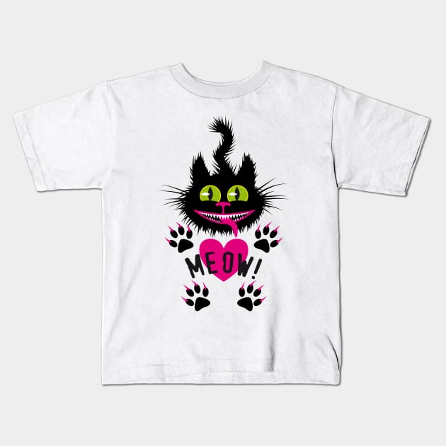 34 Black Cat Meow sweet Monster Heart Love Kids T-Shirt by Margarita7